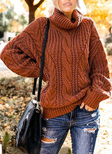 Load image into Gallery viewer, FARYSAYS Women's Warm Turtleneck Oversized Sweaters Long Sleeve Pullover Loose Chunky Knit Jumper Brown Large
