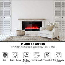 Load image into Gallery viewer, Tangkula 36&quot; Recessed Electric Fireplace, in-Wall &amp; Wall Mounted Electric Heater, Remote Control, Touch Screen, Adjustable Flame Color, Speed and Brightness, 750 W - 1500 W (36&quot;)
