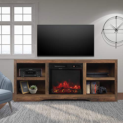 ENSTVER Media Storage TV Stand with Electric Fireplace for TVs up to 65