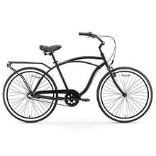 Load image into Gallery viewer, sixthreezero Around The Block Men's 3-Speed Beach Cruiser Bicycle, 24" Wheels, Matte Black with Black Seat and Grips
