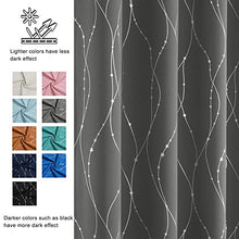 Load image into Gallery viewer, SMILE WEAVER Grey Blackout Curtains for Living Room Silver Wave Line with Star Print Blocking Room Darkening Thermal Insulated Window Drapes for Bedroom/Sliding Glass Door 2 Panels Gray/52Wx84L

