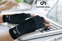 Load image into Gallery viewer, COPPER HEAL Arthritis Compression Gloves - Copper Glove for Rheumatoid Arthritis, Carpal Tunnel, RSI , Osteoarthritis &amp; Tendonitis - HALF Finger
