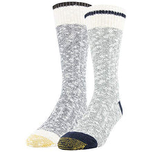 Load image into Gallery viewer, Gold Toe Men's Lodge Sustainable Crew Socks, 2 Pairs, Marble Green, Navy Marl, Shoe Size: 6-12.5
