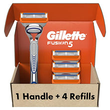 Load image into Gallery viewer, Gillette Fusion5 Razors for Men, 1 Gillette Razor, 4 Razor Blade Refills, Lubrastrip for a More Comfortable Shave
