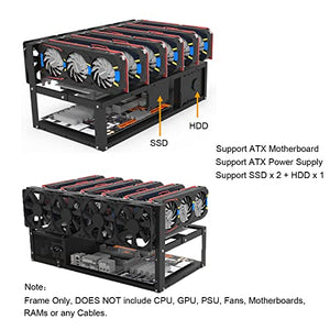 Toprema Mining Rig Frame for 6/8 GPU Steel Open Air Miner Rig Case Rack for Crypto Coin Currency Bitcoin ETH Ethereum ZCash Mining Accessories Tools - Frame ONLY