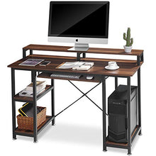 Load image into Gallery viewer, QooWare Computer Desk with Shelves, 47" Writing Desk w/Keyboard Tray &amp; Monitor Stand Riser - Achieve More, Strain Less - Large Desk Space Wooden Study Table for Home Office
