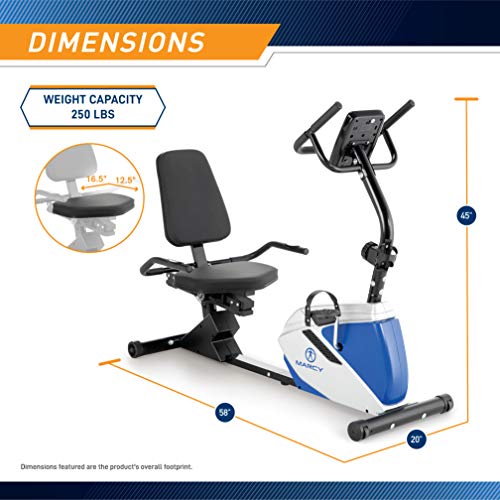 Load image into Gallery viewer, Marcy 8 Levels Magnetic Resistance Recumbent Exercise Bike with Adjustable Seat, 250-lb Capacity ME-1019R