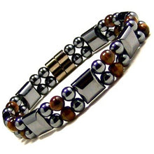 Load image into Gallery viewer, Accents Kingdom Men's Magnetic Dual Strand Tiger's Eyes Bracelet, 8.5"
