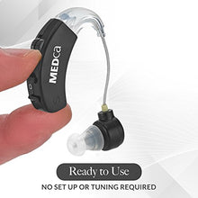 Load image into Gallery viewer, Behind The Ear Sound Amplifier - BTE Hearing Ear Amplification Device and Digital Sound Enhancer PSAD for The Hard of Hearing, Noise Reducing Feature, Black, by MEDca
