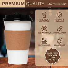 Load image into Gallery viewer, 150 Pack 16oz Disposable Coffee Cups with Lids, Sleeves and Straws - To Go Coffee Cups 16 oz White Paper Cups - Insulated Hot Cups Bulk Disposable Cups - Small Business Togo, Tea, Hot Chocolate, Cocoa
