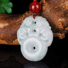 Load image into Gallery viewer, Myanmar Emerald Pendant Hand Carved Lucky Amulet Brave Troops Lovers Necklace with Chain for Men Women Gift
