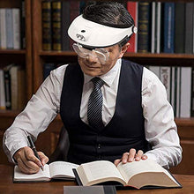 Load image into Gallery viewer, ZYuan Hands Free Head Magnifier Visor, Headband Magnifier Glasses with LED Lights Illumination, Head-Mounted Reading Magnifier Loupe Head Wearing
