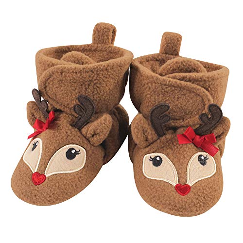 Hudson Baby Unisex Cozy Fleece Booties, Girl Reindeer, 0-6 Months