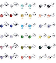 Load image into Gallery viewer, Tornito 20G 18 Pairs Stainless Steel Multicolor CZ Stud Earrings Set Piercing Cartilage Helix Earrings Set Screwback for Women 3MM-5MM
