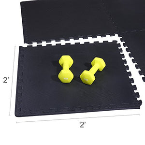BalanceFrom Puzzle Exercise Mat with EVA Foam Interlocking Tiles, Black