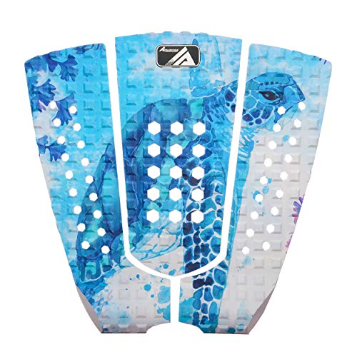 AQUBONA 3 Piece Stomp Pad Surfboard Eva Traction Pad with 3M Adhesive Professional Tail Pad/Applies All Boards - Surfboards, Shortboards, Longboards, Skimboards (sea Turtle)