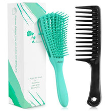 Load image into Gallery viewer, 2 Pieces Detangler Brush Comb for Black Natural Curly Hair,Detangling Hair Brush for Afro Textured 3/4abc Kinky Wavy Long Thick Hair,Faster Easier Detangle Wet or Dry Hair Painless(Green)
