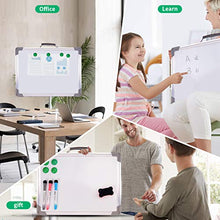 Load image into Gallery viewer, FDAUY Small Dry Erase Board, Magnetic White Board for Kids and Students Portable Mini Whiteboard Easel with Markers Magnets Double-Sided Foldable Desktop Memo Board for School Home Office (16" x 12")
