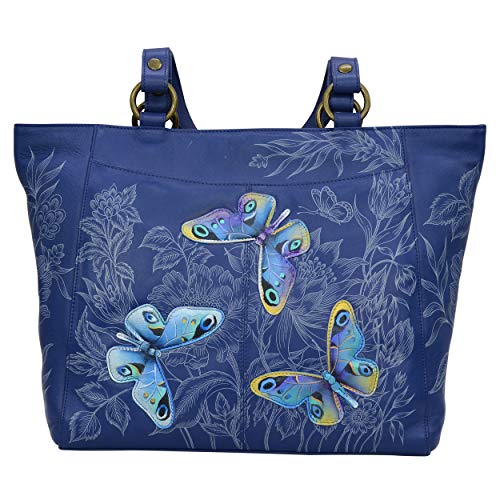 Anuschka Women’s Genuine Leather Classic Work Tote - Hand Painted Exterior - Garden of Delights