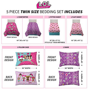 Kitchen Designers Franco Kids Bedding Super Soft Comforter and Sheet Set with Sham, 5 Piece Twin Size, LOL Surprise