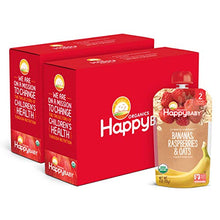 Load image into Gallery viewer, Happy Baby Organics Clearly Crafted Stage 2 Baby Food, Bananas, Raspberries &amp; Oats, 4 Ounce Pouch (Pack of 16) packaging may vary
