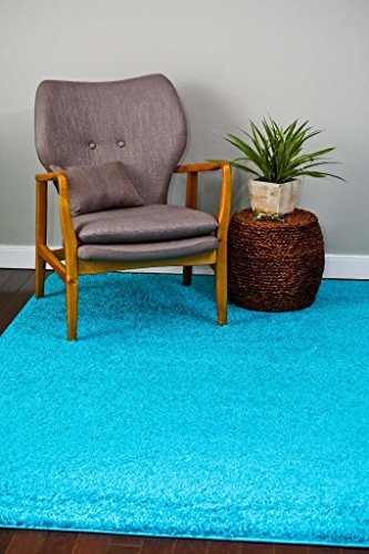 Turquoise Shag 6'5x9'2 Area Rug Carpet Large New