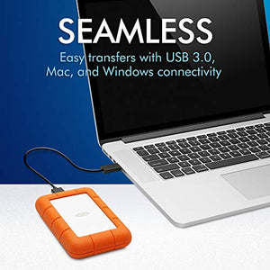 LaCie Rugged Mini 1TB External Hard Drive Portable HDD – USB 3.0 USB 2.0 compatible, Drop Shock Dust Rain Resistant Shuttle Drive, For Mac And PC Computer Desktop Workstation PC Laptop (LAC301558)
