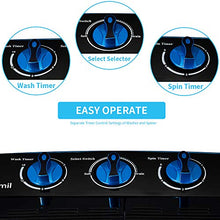 Load image into Gallery viewer, EROMMY Portable Mini Cloth Twin Tub Washing Machine Compact Washer w/Wash and Spin Cycle, 12.5 lbs 2IN1 Washer Ideal for Dorms, Apartments, RVs, Camping etc,Blue
