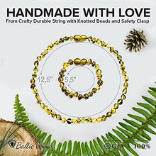 Load image into Gallery viewer, Baltic Amber Necklace And Bracelet Gift Set (Unisex Green Forest) - Certified Premium Quality Raw Baltic Amber
