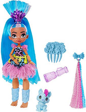 Load image into Gallery viewer, Cave Club Tella Doll (8 – 10-inch, Blue Hair) Poseable Prehistoric Fashion Doll with Dinosaur Pet and Accessories, Gift for 4 Year Olds and Up [Amazon Exclusive]
