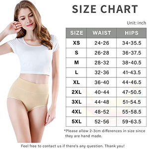 wirarpa Women's Cotton Underwear Panties High Waisted Full Briefs 4 Pack Ladies No Muffin Top Underpants Beige Size 5, Small