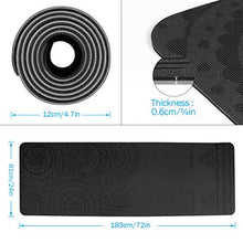 Load image into Gallery viewer, TOMSHOO 1/4In Yoga Mat, Non-Slip Texture Pro Yoga Mat Eco Friendly Exercise Mat Pad with Carrying Strap and Mesh Bag for Home Gym Fitness Workout Pilates Black+Grey

