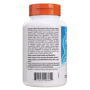 Doctor's Best Glucosamine Chondroitin Msm with optimsm, Supports Healthy Joint Structure, Function & Comfort, Non-GMO, Gluten Free, Soy Free, 360 caps