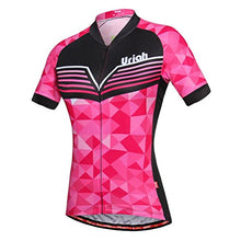 Load image into Gallery viewer, Uriah Women's Cycling Jersey Short Sleeve Reflective with Rear Zippered Bag Diamond Pink Size L
