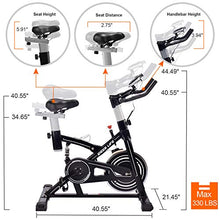 Load image into Gallery viewer, IDEER LIFE Indoor Cycling Bike Stationary Exercise Bike for Home Cardio Workout Smooth Belt Drive with Hand Pulse Sensor/LCD Display/Tablet Mount/Comfortable Seat Cushion(Black09060)

