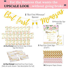 Load image into Gallery viewer, COTIER Reusable Mimosa Bar Supplies Decorations Kit - Mimosa Bar Sign, But First Mimosas Banner - Bridal Shower Decorations, Baby Shower, Brunch Decorations, Bubbly Bar, Engagement, Bachelorette
