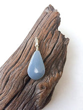 Load image into Gallery viewer, Tiny Celestite sterling Silver Handmade pendant, Teardrop shape
