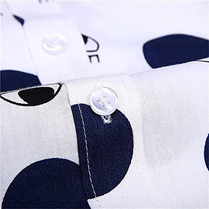 SPAREE Women's Tops Casual Blouses Long Sleeve Work Button Up Dress Shirts, (Small, Big Polka Dot Navy Blue)