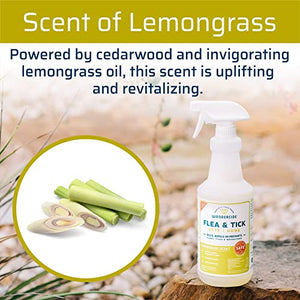 Wondercide - Flea, Tick and Mosquito Spray for Dogs, Cats, and Home - Flea and Tick Killer, Control, Prevention, Treatment - with Natural Essential Oils - Pet and Family Safe – Lemongrass 16 oz