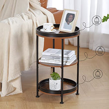Load image into Gallery viewer, dulcii Industrial Round End Table, 3 Tiers Round Side Table with Sturdy Metal Frame, Metal Round Sofa Table, Vintage Nightstand for Living Room Bedroom, Easy Assembly, Wood Look Accent Furniture
