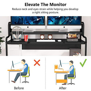 Tribesigns Computer Desk with Hutch, 55-Inch Large Gaming Desk with Storage Shelves, Studio Workstation Desk Studying Writing Table for Home Office