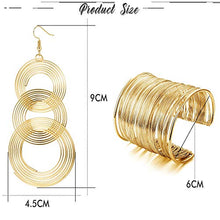Load image into Gallery viewer, YADOCA 70s Disco Set Metal Coil Bracelets Gold Triple Swirl Disco Earrings for Women
