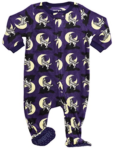 Leveret Kids Fleece Baby Boys Footed Pajamas Sleeper 100% Polyester (Wolf, Size 6-12 Months)