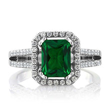 Load image into Gallery viewer, Gem Stone King 925 Sterling Silver Green Simulated Emerald Women&#39;s Wedding Engagement Ring (2.78 Ct Emerald Cut (Size 9)

