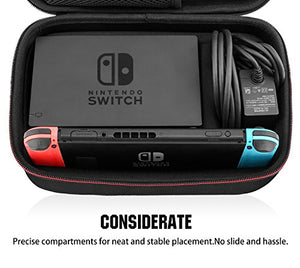 MoKo Carrying Storage Case for Nintendo Switch, Travel Carrying Storage Case Messenger Bag Compatible with Nintendo Switch Console, Dock, Controllers, Charger & Cable - Black