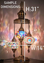 Load image into Gallery viewer, (16 Colors) Demmex 2020-3 Big Globes Magnificent Handmade Turkish Moroccan Mosaic Tiffany Table Desk Bedside Lamp Lampshade Night Accent Mood Light for North American Use, 31" Height (Blue-Green)
