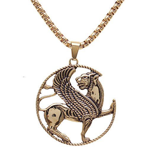 Asoodehdelan Gold Pt Iranian Persian Army Winged Lion Necklace Chain Irani Gift Farvahar (18