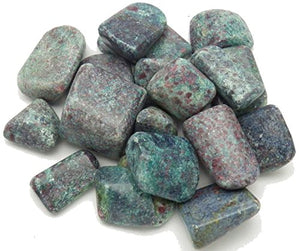 Fundamental Rockhound™ Products: 1 pc Blue Green Kyanite with Rubies Tumbled Stone AA Quality Crystal from India (Large (8.1-15 g))