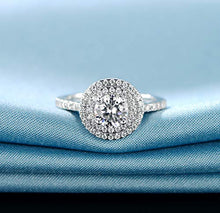 Load image into Gallery viewer, White Gold Plated Halo Cubic Zirconia Engagement Ring for Women Girls (6)
