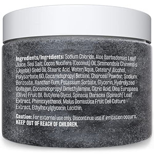 M3 Naturals Charcoal Exfoliating Body Scrub Polish with Collagen & Stem Cell Gentle Body Exfoliator Face Scrub Bump Eraser Booty Scrub Best Shower Scrub Skin Exfoliant for Men & Women 12 oz